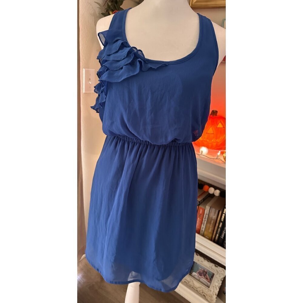 xhilaration royal blue ruffle tank sleeveless babydoll dress size S